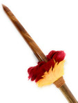 AAA Premium Koa Spear with Blue Marlin Bill 46 in - 2 inch Shaft Red/Yellow Feathers Hawaiian Art | #koasw014