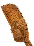 Tiki Paddle Fijian Club 16 inch w/ Fossil Shark Teeth - Decorative Club | #bla604840st