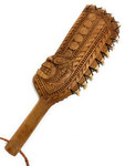 Tiki Paddle Fijian Club 16 inch w/ Fossil Shark Teeth - Decorative Club | #bla604840st