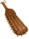 Tiki Paddle Fijian Club 16 inch w/ Fossil Shark Teeth - Decorative Club | #bla604840st