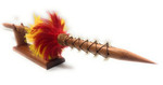 Koa Spear 32 inch on Stand with Shark Red/Yellow Feathers | #koa38P2