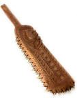 Fijian Tiki Paddle Club 24 in with 19 Fossilized Shark Teeth | #bla604860st1