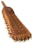 Fijian Tiki Paddle Club 24 in with 19 Fossilized Shark Teeth | #bla604860st1