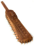Fijian Tiki Paddle Club 24 in with 19 Fossilized Shark Teeth | #bla604860st1