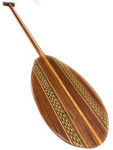 Koa Canoe Paddle with Inlay 50 inch T-Handle with Hawaiian Etching | #koam021tr