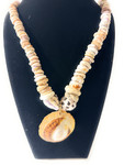 Authentic Puka Shell Necklace 17 in w/ Large Opii - Niihau Design | #pn002
