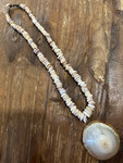 Authentic Puka Shell Necklace 17 in w/ Large Opii - Made in Hawaii | #pn003