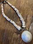 Authentic Puka Shell Necklace 17 in w/ Large Opii - Made in Hawaii | #pn007