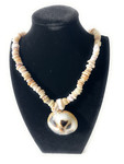 Authentic Puka Shell Necklace 17 in w/ Large Opii - Hawaiian Design | #pn008