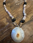 Puka Shell Necklace with Kukui Nut and Cowrie Shell, 21 in w/ Large Opii | #pn013