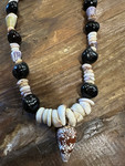 Puka Shell Necklace with Kukui Nut and ratcone, 14 in w/ Penniform Cone | #pn015