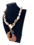 Puka Shell Necklace with Hebrew & Imperial Cone, 14 in w/ Koa Moana Hook | #pn016