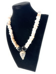 Puka Shell Necklace with Kukui Nut, 14 in w/ Large Hebrew Puka Shell| #pn017