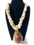 Fat Puka Shell Necklace, 14 in w/ XL Cowrie Shell | #pn025