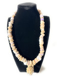 Puka Shell Necklace 11 in w/ Large Nicobar Triton Pendant - Made in Hawaii | #pn029