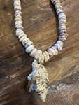 Puka Shell Necklace 11 in w/ Large Nicobar Triton Pendant - Made in Hawaii | #pn029