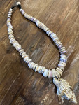 Puka Shell Necklace 11 in w/ Large Nicobar Triton Pendant - Made in Hawaii | #pn029