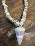Puka Shell Necklace, 12 in w/ Large Purple Cone Shell | #pn033