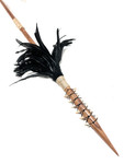 Hawaiian Koa Spear 60 inch w/ 12 Shark Teeth & Black Feathers | #koa37g