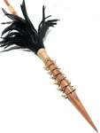 Hawaiian Koa Spear 60 inch w/ 12 Shark Teeth & Black Feathers | #koa37g
