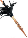 Hawaiian Koa Spear 60 inch w/ 12 Shark Teeth & Black Feathers | #koa37g