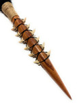 Hawaiian Koa Spear 60 inch w/ 12 Shark Teeth & Black Feathers | #koa37g