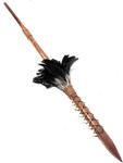 Premium Koa Spear 60 inch w/ 12 Shark Teeth & Black Feathers | #koa37h
