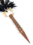 Ihe Koa Spear 60 inch w/ 12 Shark Teeth & Black/White Feathers | #koa37j