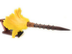 Ihe Koa Spear 24 inch on Stand w/ Shark Teeth & Yellow Feathers | #koa38P5