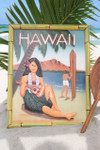 VINTAGE SIGN "HAWAII, Diamond Head" - 24" X 16" HAWAIIAN DECOR