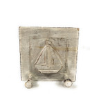 Cute Sailboat Hanger w/ 2 Pegs 7" X 7" - Whitewash Rustic | #ata1801316