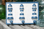 Lighthouse Hanger 10" w/ 3 Pegs - Rustic Blue Nautical Accent | #ata1801525b