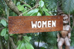 Women Bathroom Sign 24" w/ Plumeria Flowers - Restaurant | #dpt503460