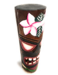 Tiki Totem 10" w/ Plumeria Flowers - Hand Carved | #dpt535825a