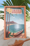 VINTAGE SIGN "HAWAII" HAWAIIAN CANOE - 24" X 16" HAWAIIAN SURF DECOR