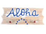 Americana Sign/Hanger "Aloha" on Planks 16" - 2 Pegs | #dpt530940