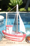 Decorative Fishing Boat 10" - Ructic Coastal Red | #ata1800224r