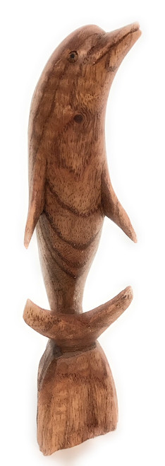 Carved Dolphin Jumping 8" Stained - Hand Carved | #dag0120