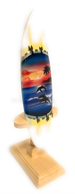 Surfboard w/ Stand Dolphins In Shorebreak Design 6