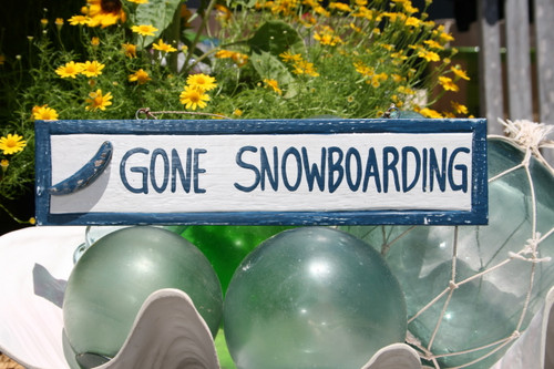 Gone Snowboarding 12" Sign - Rustic Coastal Decorative Blue | #ort1703330b