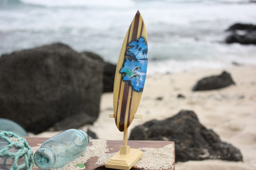 Surfboard w/ Stand Dolphins Design 8" - Trophy | #lea02b20