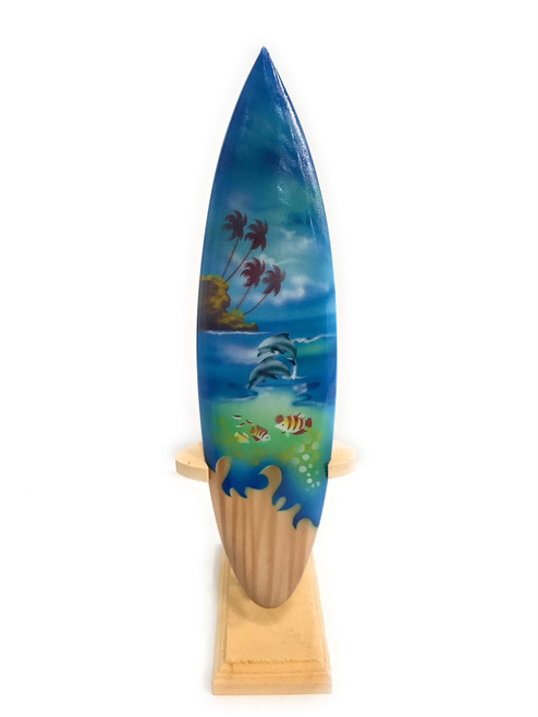 Surfboard w/ Stand Island Sealife Design 8" - Trophy | #lea02c20