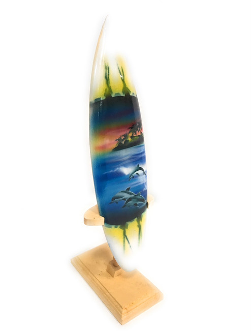 Surfboard w/ Stand Dolphins In Shorebreak Design 8