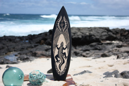 Wooden Surfboard w/ Gecko 20" - Surf Decor | #sur14c50