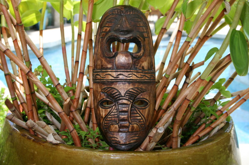 Fijian Tiki Mask 12" - 2 Deities Love & Long Life | #mdr1900130