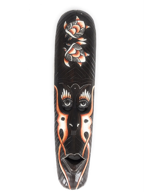 Tribal Tiki Mask 20" w/ Turtles - Primitive Art | #wib370650b
