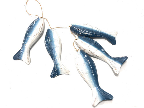 Garland w/ Cluster Of 5 Fish 20" - Blue Coastal Accents | #ort17027s5b