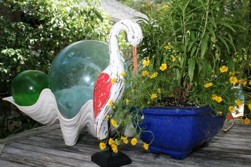 Decorative Egret Bird 14" Wooden - Rustic Red Nautical Accent | #ort1704934r