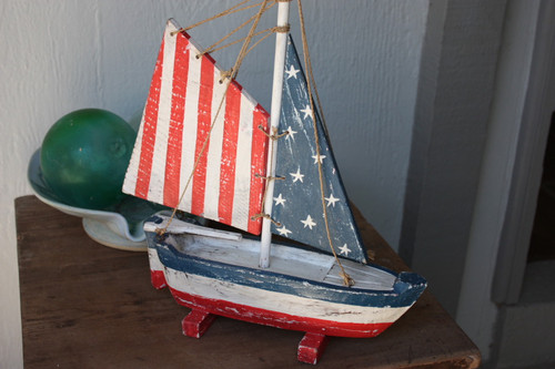 Americana Decorative Sail Boat 16" - Patriotic Theme | #ort17076