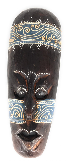 Tribal Tiki Mask 12" Blue - Tattoo Primitive Art | #wib370130b